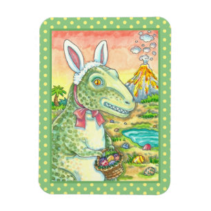IMÁN TYRANNOSAURUS, CUTE T-REX, EASTER BUNNY DINO