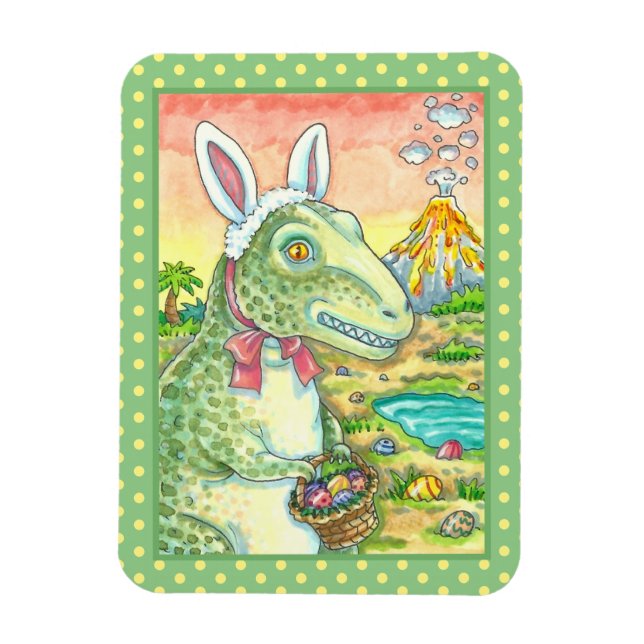 IMÁN TYRANNOSAURUS, CUTE T-REX, EASTER BUNNY DINO (Vertical)