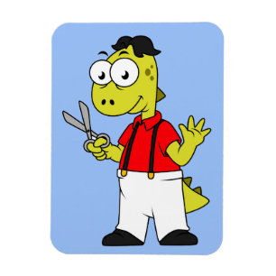Imán Tyrannosaurus Rex Barber Con Tijeras.