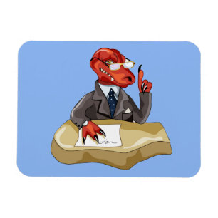 Imán Tyrannosaurus Rex Jefe Sentado En Un Escritorio. 2
