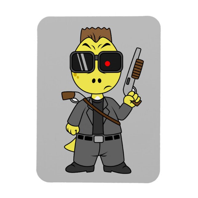 Imán Tyrannosaurus Rex Vestido Como Terminador. (Vertical)