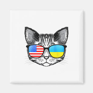 Imán Ucrania bandera de EE. UU. raíces gato ucraniano a