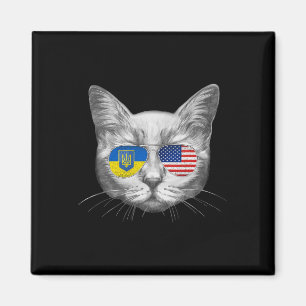 Imán Ucrania bandera de EE. UU. raíces gato ucraniano h