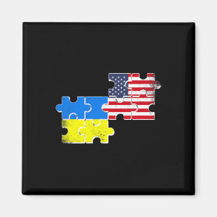 Imán Ucrania Banderas De Estados Unidos Vintage Raíces