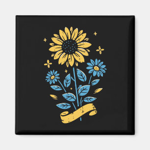 Imán Ucrania Girasol Azul Amarillo Mujeres Ucranianas C