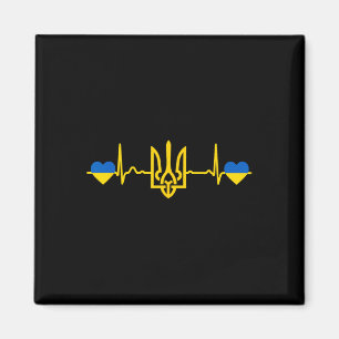 Imán Ucrania Latido Bandera ucraniana Tridente Dorado P