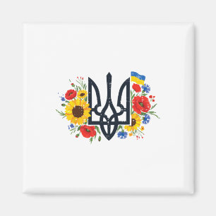 Imán Ucrania Tridente Flores Floral Ucraniano Mujeres C