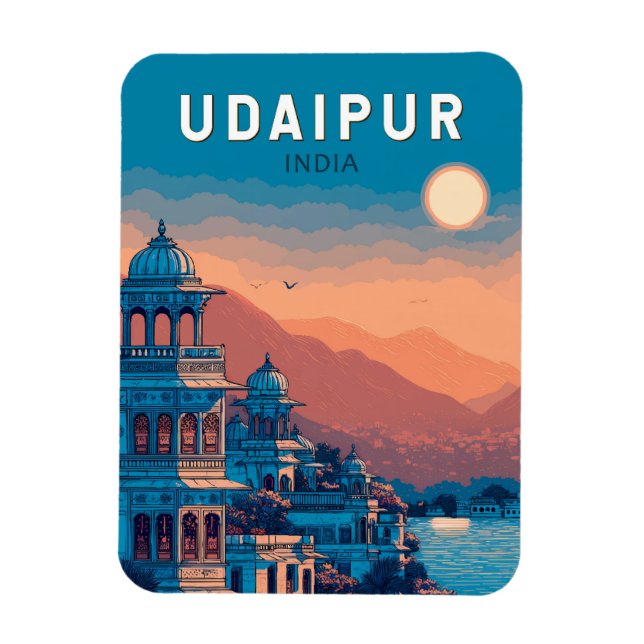 Imán Udaipur India Ilustracion Viaje al arte (Vertical)