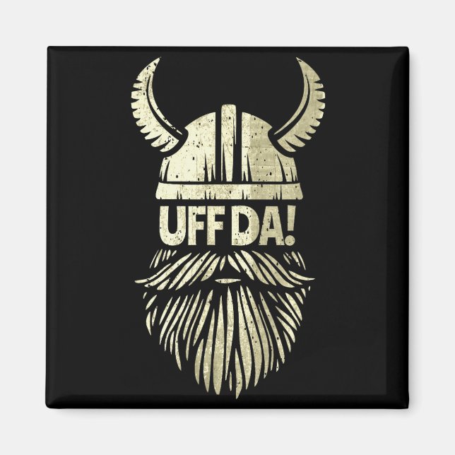 Imán Uff Da Norwegian Quote Scandinavian Viking Helmet  (Frente)