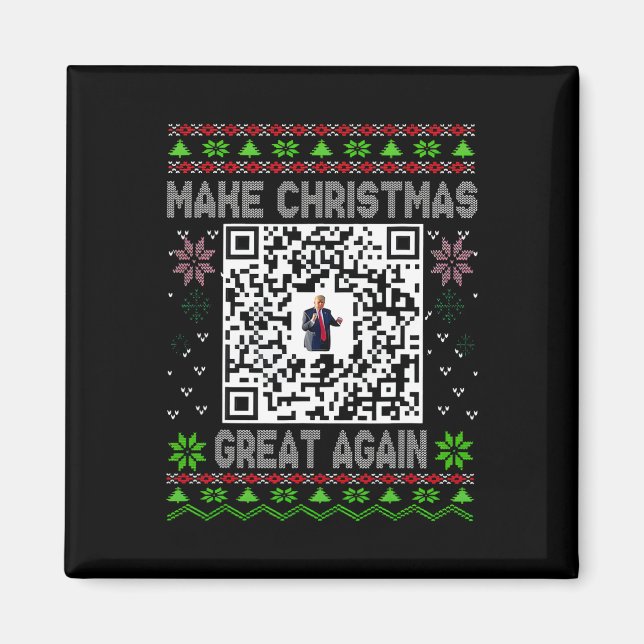 Imán Ugly Christmas Funny Qr President Trump Dance Code (Frente)