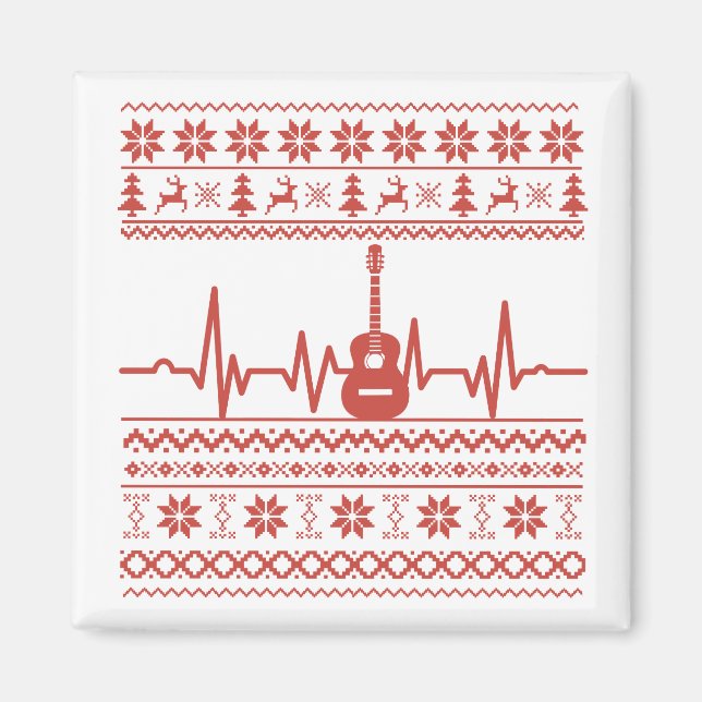 Imán ugly christmas sweater acoustic guitar (Frente)