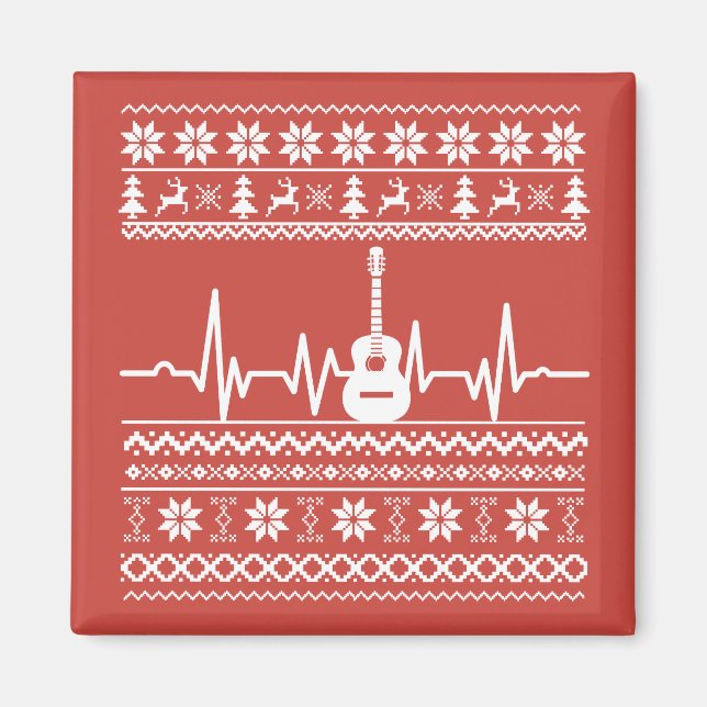 Imán ugly christmas sweater acoustic guitar (Frente)