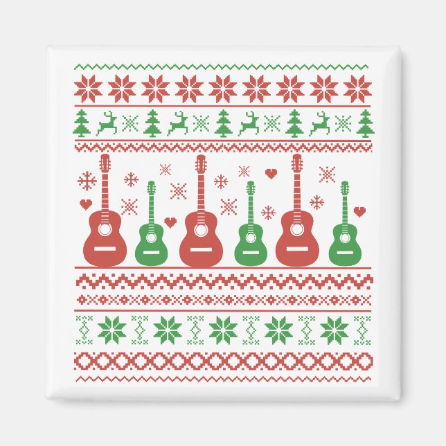 Imán ugly christmas sweater acoustic guitar (Frente)