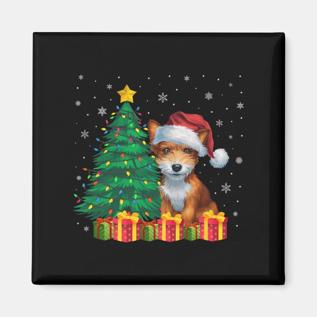 Imán Ugly Toy Fox Terrier Santa Hat Navidades sí (Frente)