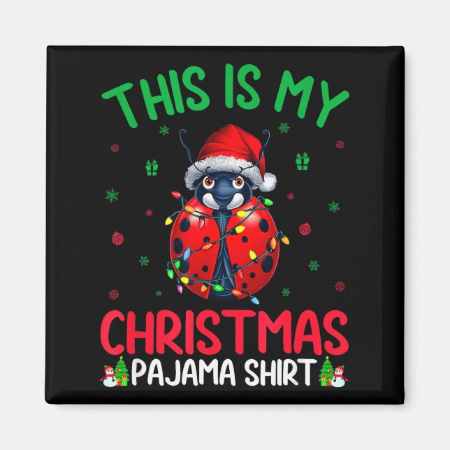 Imán Ugly Xmas Tree Lights Santa Ladybug Christmas Paja (Frente)