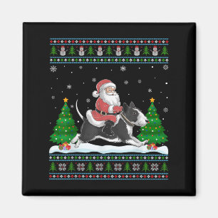 Imán Ugly Xmas Tree Santa Riding Rat Terrier Dog Christ