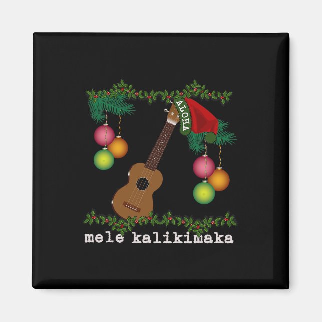 Imán Uke Mele Kalikimaka Ukulele Navidades Canciones Al (Frente)