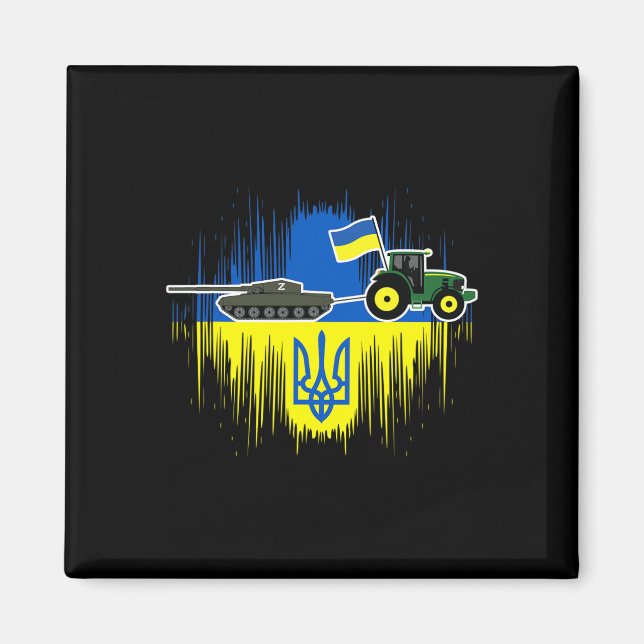 Imán Ukrainian Farmer Steals Tank Ukraine Flag Tryzub F (Frente)