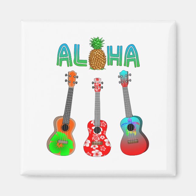 Imán Ukulele hawaiano Aloha Hawaii (Frente)