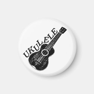 Imán Ukulele Mensajes de texto e imágenes en blanco y n