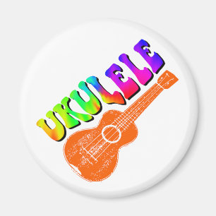 Imán Ukulele Tie Dye Groovy Arte de texto