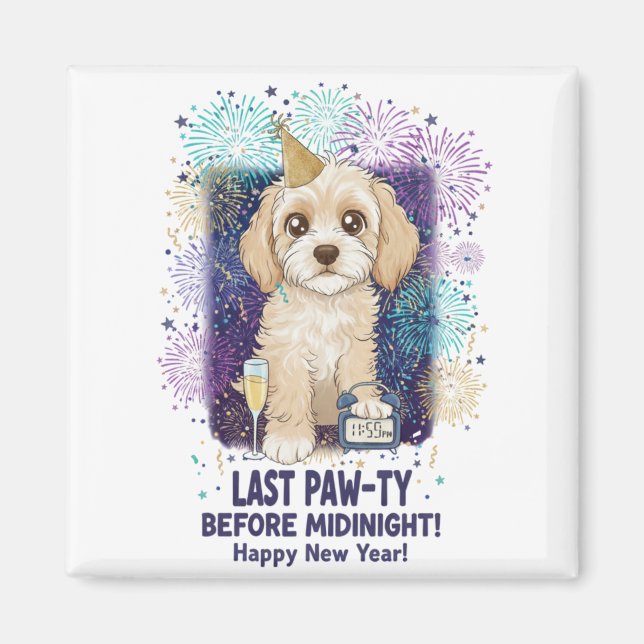 Imán ¡Última Fiesta de Patas de Cockapoo 2026! Feliz Añ (Frente)