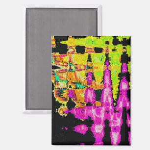 Imán Último Achempong Neon Crimson: Arte abstracto Glit