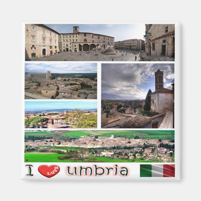 Imán UMB004 UMBRIA I Love, Mosaic, Italia, Fridge (Frente)