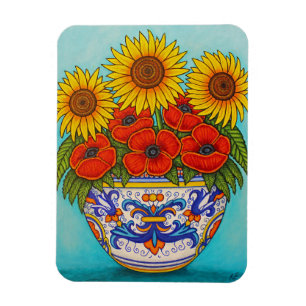 Imán Umbria Bouquet Poppy Sunflower Magnet