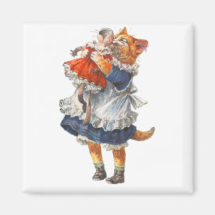 Imán Un Adorable Gato Gatito Abraza Su Muñeca Rota.