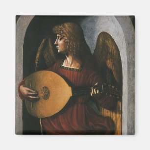 Imán Un ángel en rojo con un lute de Leonardo da Vinci