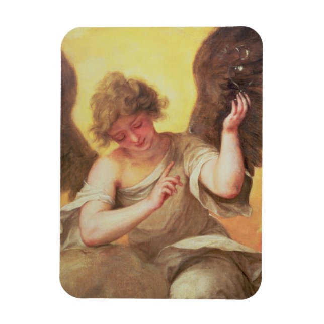 Imán Un ángel sostiene una máscara de vidrio (Vertical)