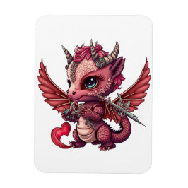 Imán Un bebé de cola del corazón Dragón Rojo Valentine 