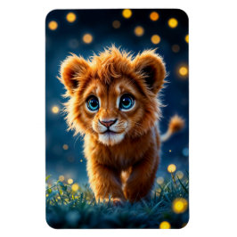 Imán Un bebé león mágico caminando en una noche de fant