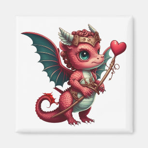 Imán Un bebé rojo dragón Valentín