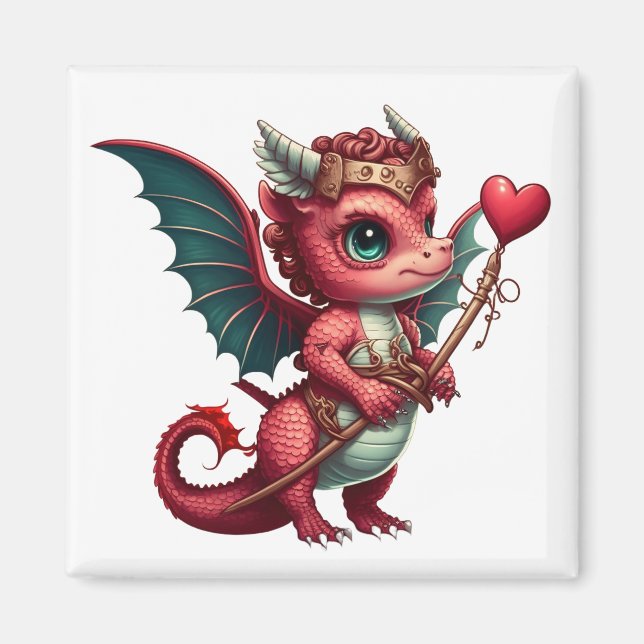 Imán Un bebé rojo dragón Valentín (Frente)