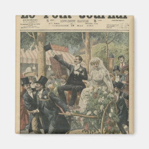 Imán Un boda en una carretilla de mano