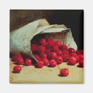Imán Un bolso derramado de cerezas