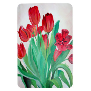 Imán Un Bouquet de Tulipanes Rojos