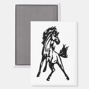 Imán Un caballo saltarín alegre en libertad