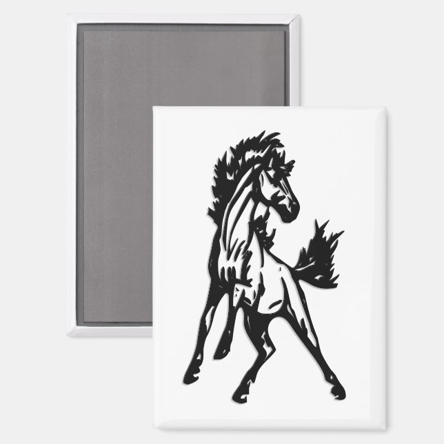 Imán Un caballo saltarín alegre en libertad (Anverso/Reverso)