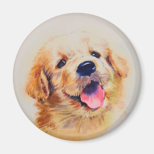 Imán Un cachorro lindo. Su nombre es "feliz" (Frente)