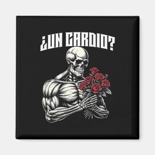 Imán Un Cardio Espalda. Calaca Con Flores Rosas