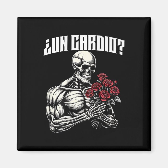 Imán Un Cardio Espalda. Calaca Con Flores Rosas (Frente)