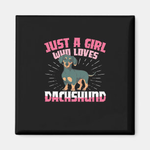 Imán Un Chica que ama a Dachshund