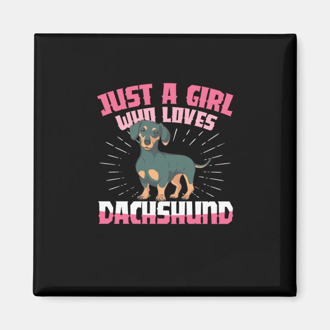 Imán Un Chica que ama a Dachshund (Frente)