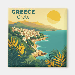 Imán Un clásico cartel de viaje nostálgico – Grecia Cre