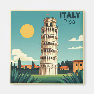 Imán Un clásico cartel de viaje nostálgico – Pisa Itali