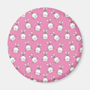 Imán Un conejo blanco de pascua feliz en rosa