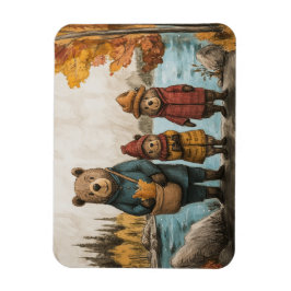 Imán Un Día De Otoño Con La Familia Del Oso En El Lago